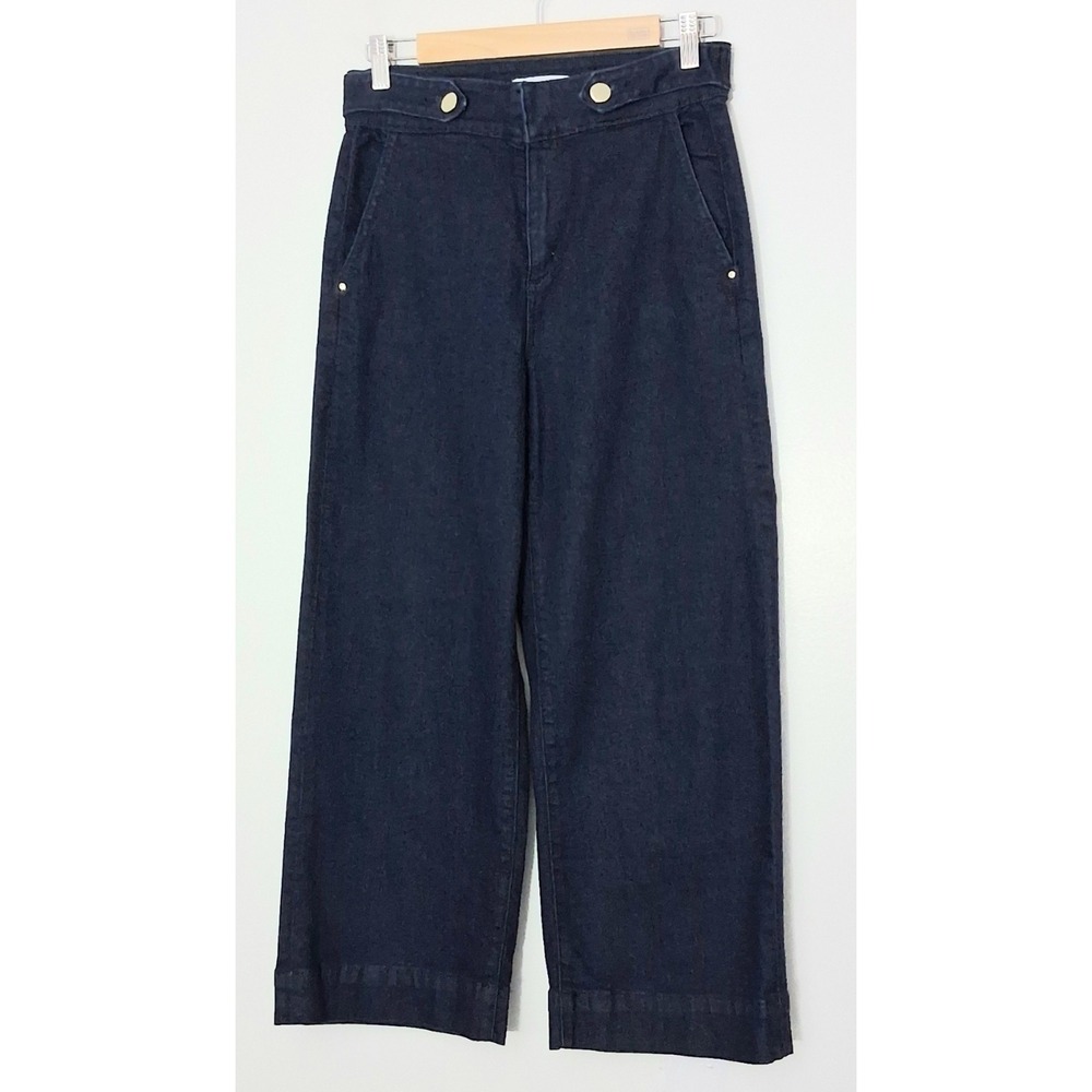 Loft Jeans Women's Size 6P Petite Dark Wash Wide Leg Crop Pockets Pre-owned